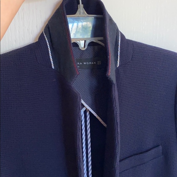 Zara Textured Navy Blazer - Picture 10 of 11